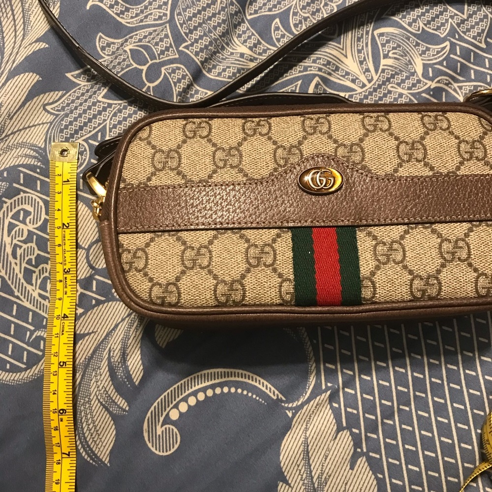 Gucci Ophidia Triple Zip Crossbody Bag GG Coated Canvas Mini